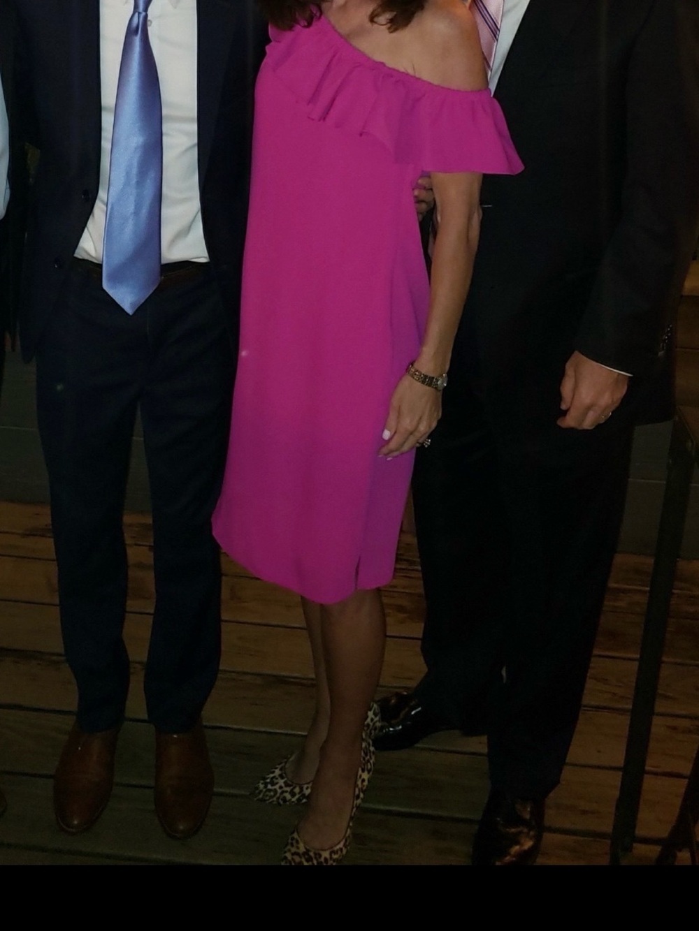 Trina Turk Bright Fuchsia One-Shoulder Midi Dress